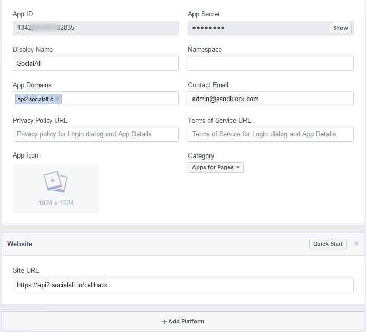 Facebook : Setting Page