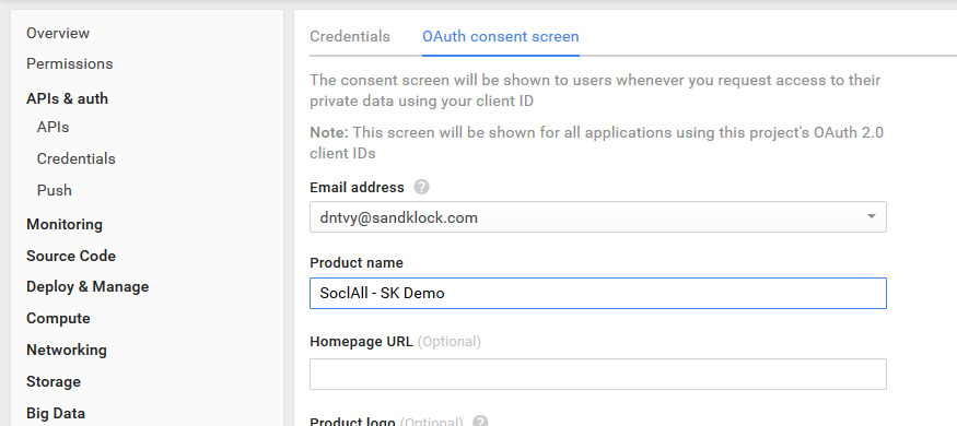 Google : Consent Screen