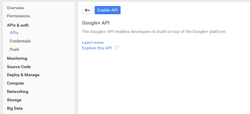 Google : Enable APIs